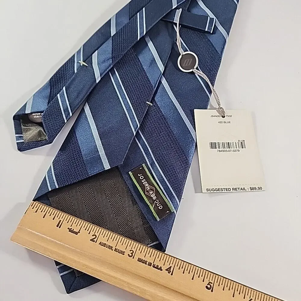 Joseph Abboud Blue Striped Silk Tie Necktie - Made in Italy - New with Tags